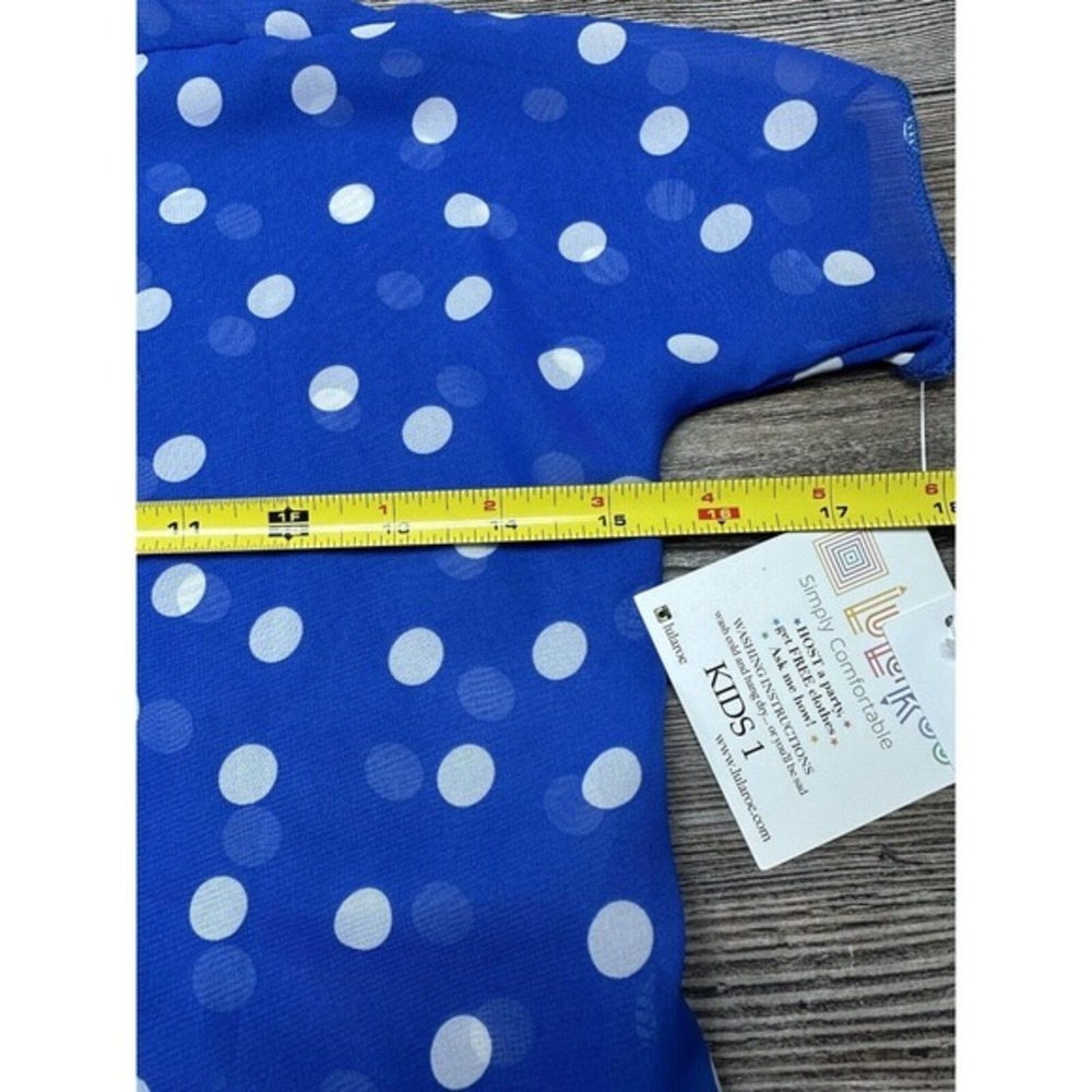 LuLaRoe Girls BIANKA Kimono Size 1 fits (2T-4) Blue & White Polk Dot Beach‎ - Picture 6 of 6